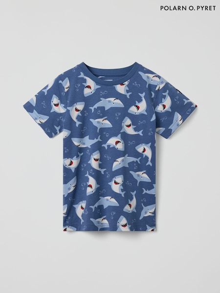 Polarn O Pyret Blue Shark Print T-Shirt (H13670) | £20