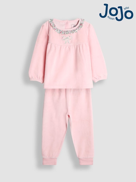 JoJo Maman Bébé Pink Bow Character Appliqué Jersey Pyjamas (H13704) | £22