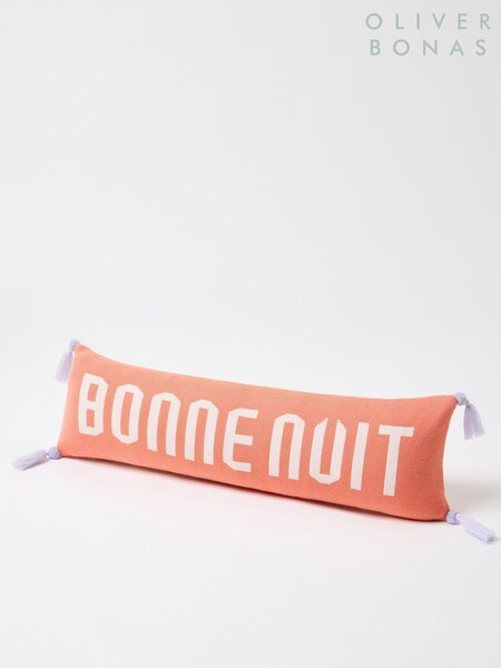 Oliver Bonas Orange Bonne Nuit Knitted Bolster Cushion Cover (H13736) | £35