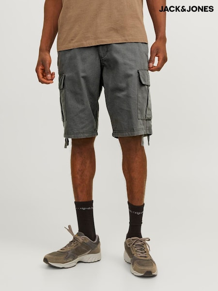 JACK & JONES Grey Regular Fit Cargo 100% Cotton Shorts (H13741) | £30