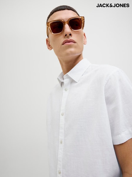 JACK & JONES White Short Sleeve Summer Shirt (H13752) | £30