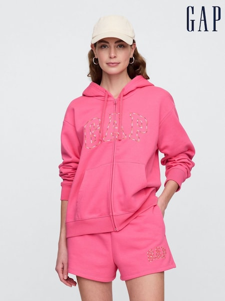 Gap Pink Zip Up Relaxed Logo Hoodie (H13801) | £40