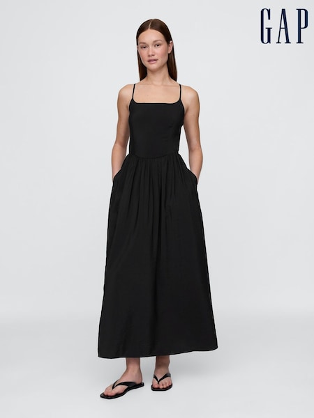 Gap Black Linen-Blend Drop-Waist Maxi Summer Dress (H13825) | £75