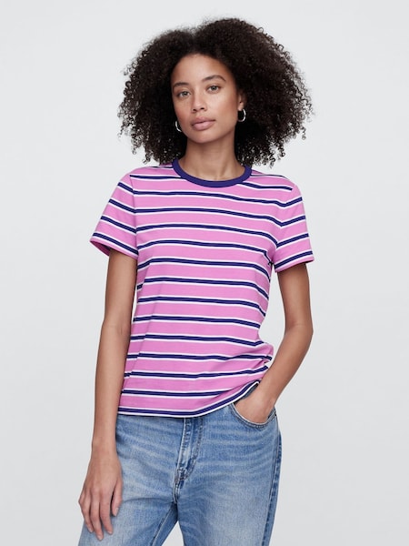 Gap Pink Stripe Favourite Crew Neck Short Sleeve T-Shirt (H13849) | £14