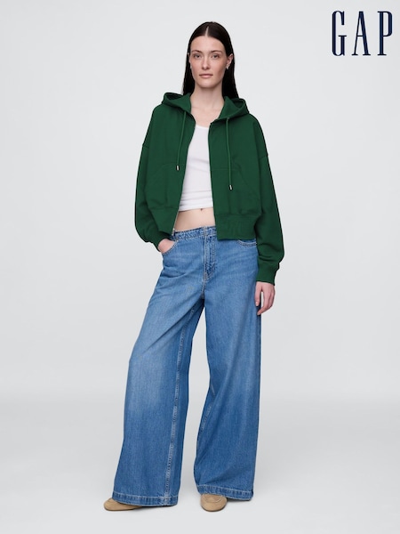 Gap Green Heavyweight French Terry Oversized Zip Wedge Hoodie (H13860) | £60