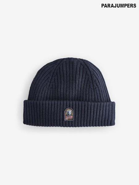 Parajumpers Blue Patch Logo Rib Beanie (H13866) | £60