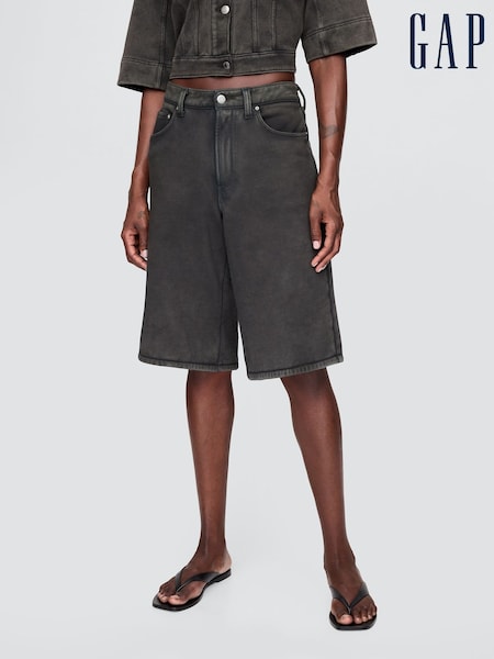 Gap Black Mid Rise 11"" Longline Denim Shorts (H13871) | £50