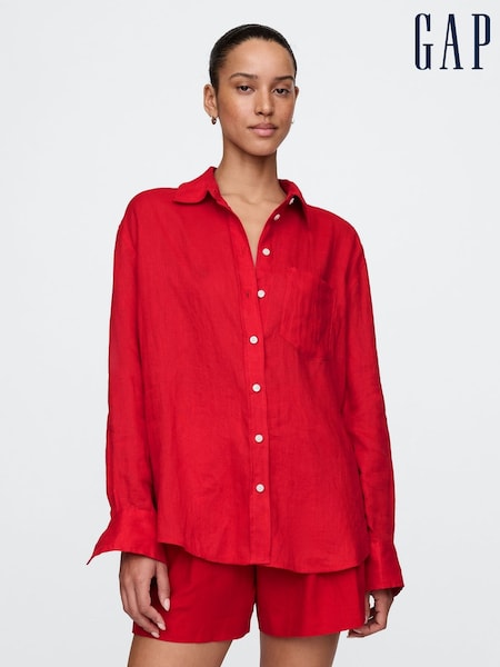 Gap Red 100% Linen Oversized Shirt (H13881) | £75