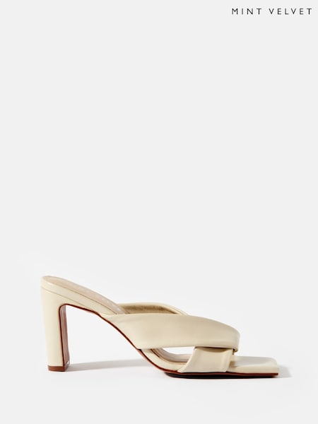 Mint Velvet Cream Cally Leather Sandals (H13903) | £120