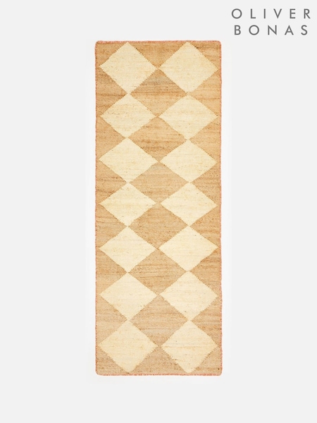 Oliver Bonas Natural Maia Chequerboard Weave Jute Runner (H13920) | £100