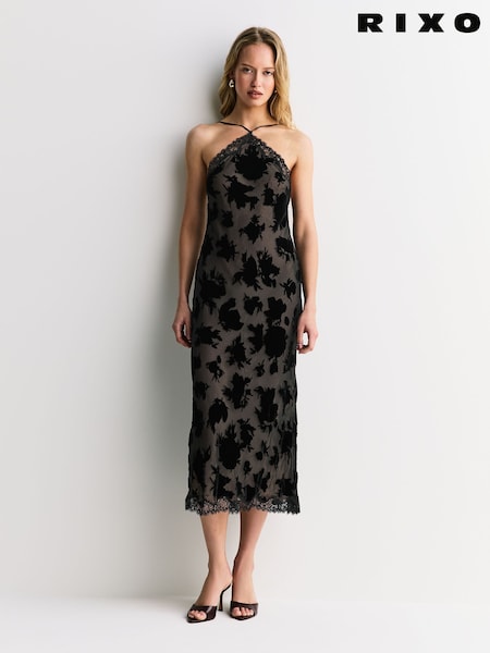 Rixo Black Harlan Countryside Devoré Dress (H13977) | £465