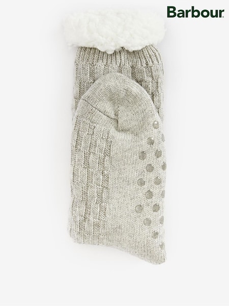Barbour® Grey Cable Knit Lounge Socks (H14034) | £27