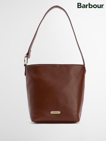 Barbour® Brown Cedar Leather Bucket Bag (H14052) | £119