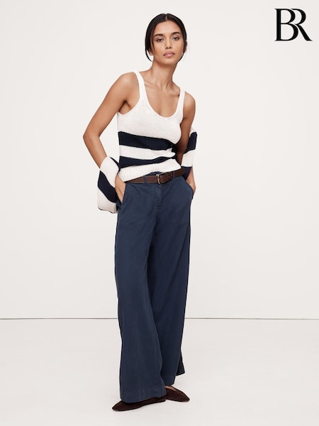 Banana Republic Navy/Blue Soma Mid-Rise Wide-Leg Trousers (H14098) | £90
