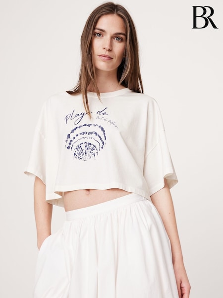 Banana Republic White Oversized Vintage Cotton Cropped T-Shirt (H14101) | £35