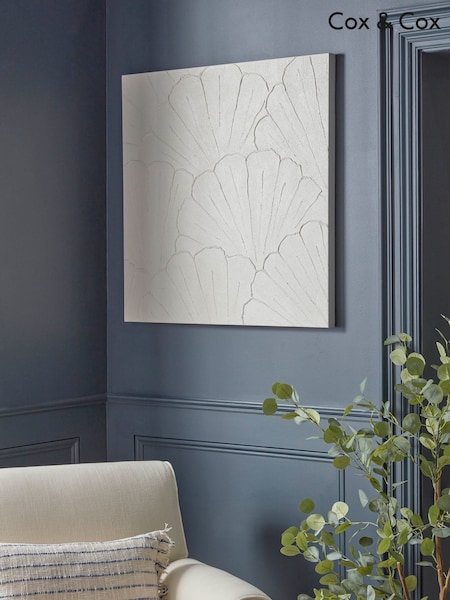 Cox & Cox White Textured Shell Canvas Wall Art (H14122) | £95