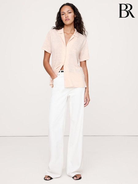 Banana Republic Pink Linen Resort Shirt (H14123) | £65