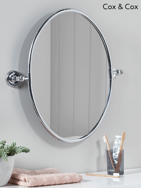 Cox & Cox Antique Silver French Oval Mirror (H14132) | £250