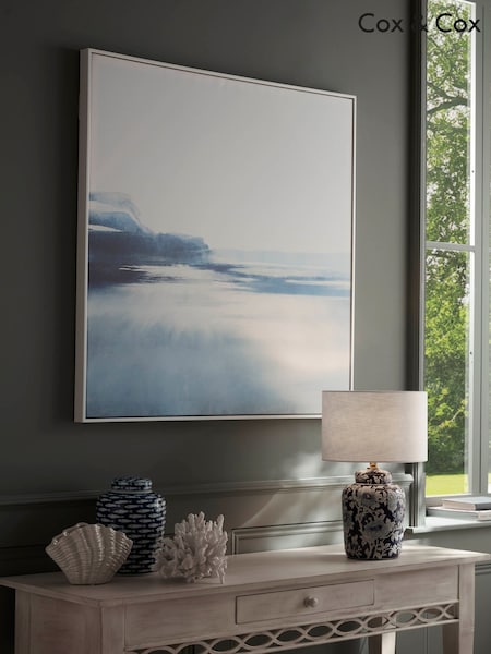 Cox & Cox Blue Framed Seashore Canvas Wall Art (H14136) | £115