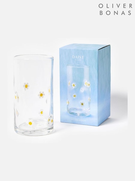 Oliver Bonas Clear Daisy Glass Vase (H14140) | £30