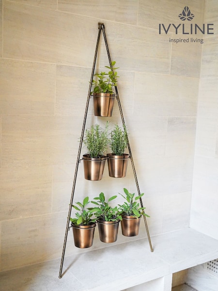 Ivyline Gold Garden Vertical Wall Plant Stand with Planters (H14187) | £150