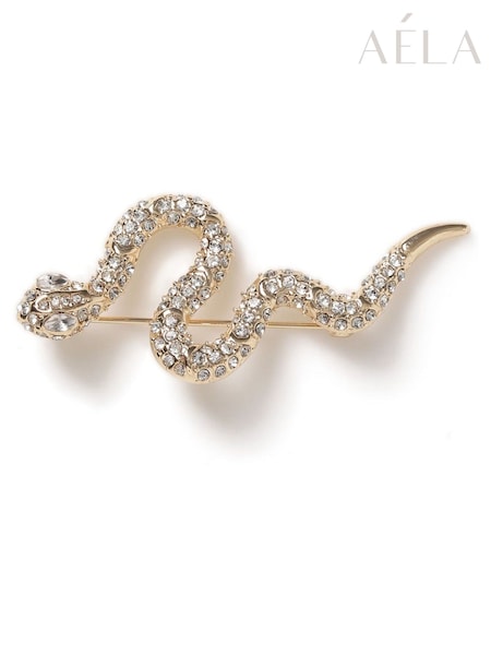 Aela Gold Tone Snake Brooch (H14233) | £12.50