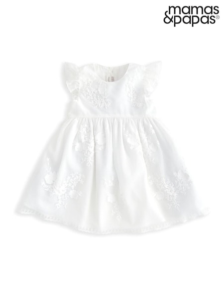 Mamas & Papas Embroidered Lace White Dress (H14294) | £35
