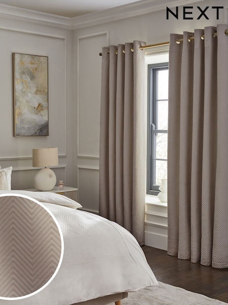 Natural Mink Madison Blackout/Thermal Eyelet Curtains (H14305) | £75 - £175