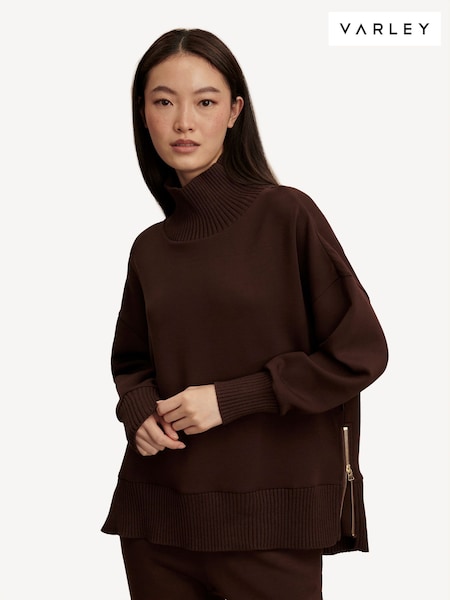 Varley Coffee Bean Barker High Neck Sweatshirt (H14350) | £135