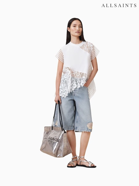 AllSaints White Zala Crochet Top (H14378) | £119