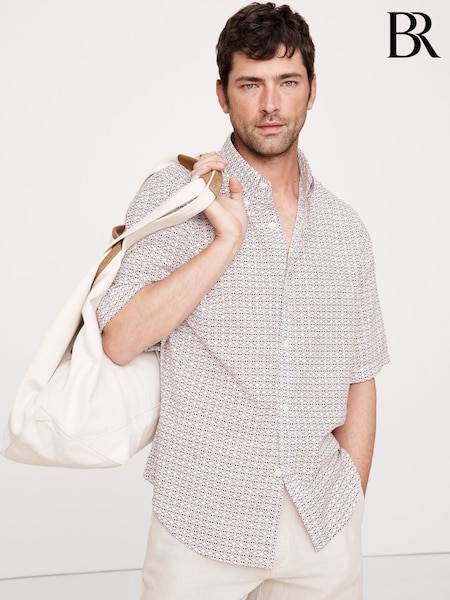Banana Republic Red Relaxed-Fit Summerweight Cotton Short-Sleeve Shirt (H14417) | £50