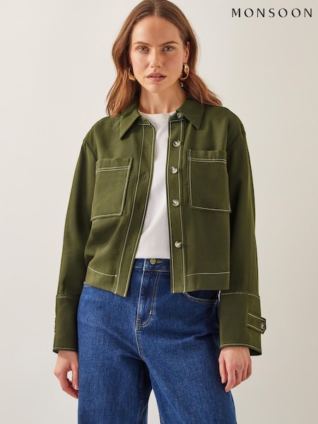 Monsoon Green Katya Contrast Cargo Shirt (H14451) | £69