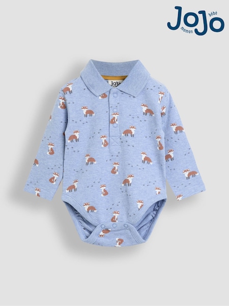 JoJo Maman Bébé Blue Fox Print Polo Body (H14620) | £15 - £16