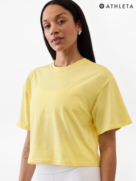Athleta Yellow True Cotton Cropped T-Shirt (H14727) | £30