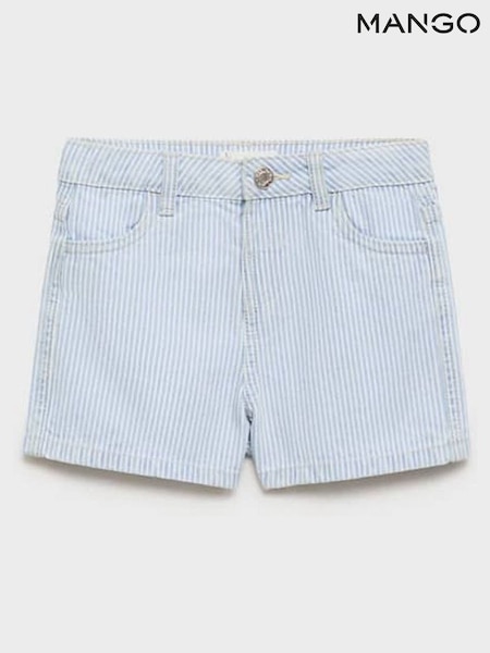 Mango Blue Stripe 100% Cotton Denim Shorts (H14733) | £18