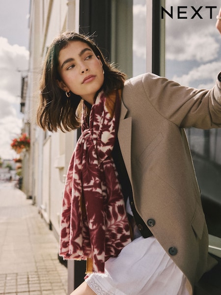 Berry Red Tapestry Floral Lightweight Scarf (H14736) | £18