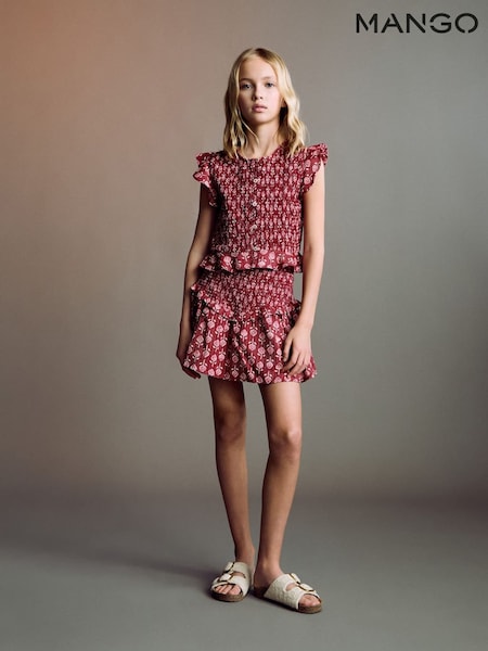 Mango Pink Ruffled Gathered Mini Skirt (H14738) | £20