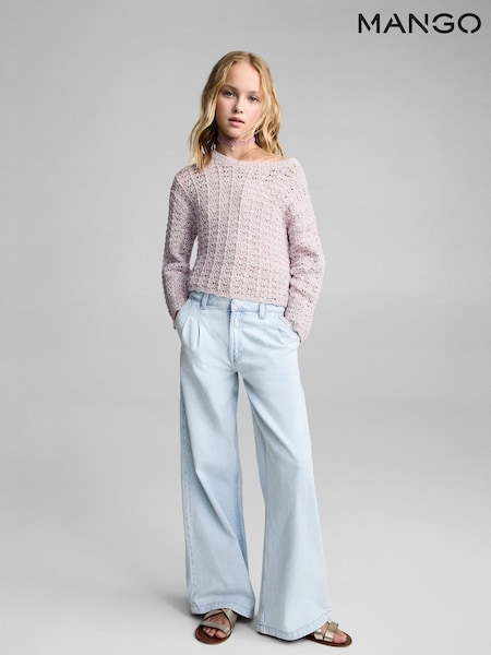 Mango Purple Openwork Knit Sweater (H14739) | £28