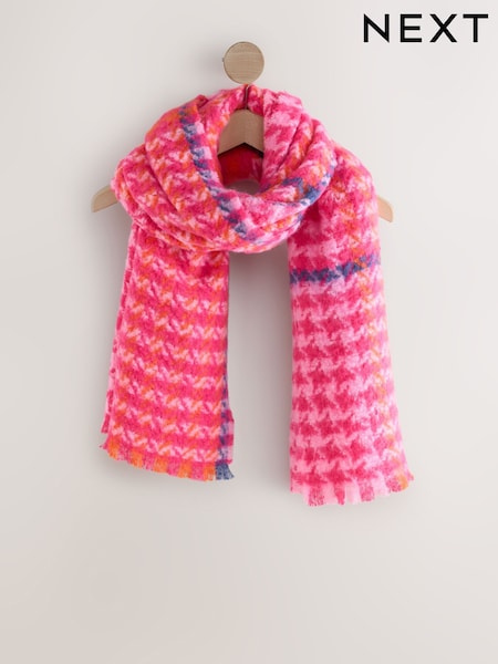 Pink Dogstooth Midweight Scarf (H14743) | £18