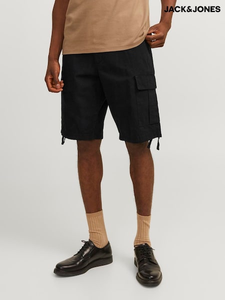 JACK & JONES Black Regular Fit Cargo 100% Cotton Shorts (H14748) | £30