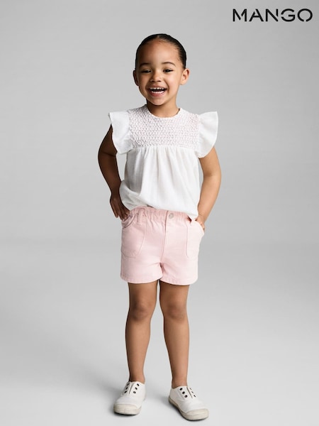 Mango Pink Paperbag 100% Cotton Denim Shorts (H14784) | £18