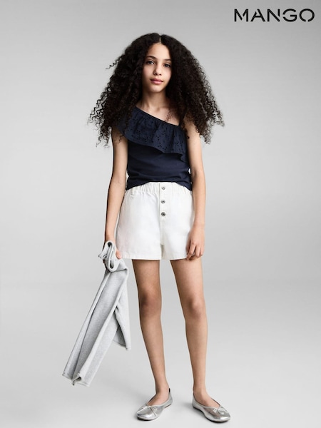 Mango Blue Ruffled Asymmetric Top (H14786) | £15