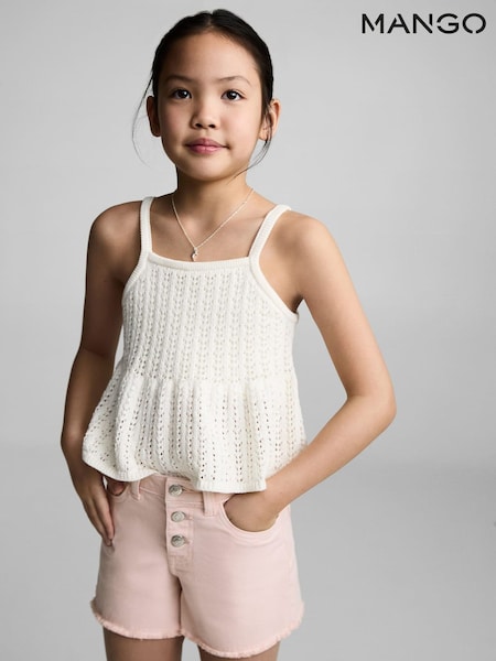 Mango Pink Frayed Hem Denim Shorts (H14796) | £18
