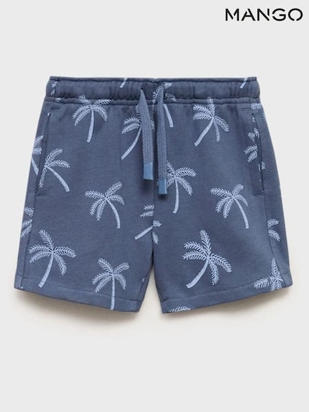 Mango Blue Printed 100% Cotton Sweat Shorts (H14808) | £12
