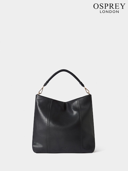 Osprey London The Large Carina Leather Hobo Black Bag (H14892) | £245