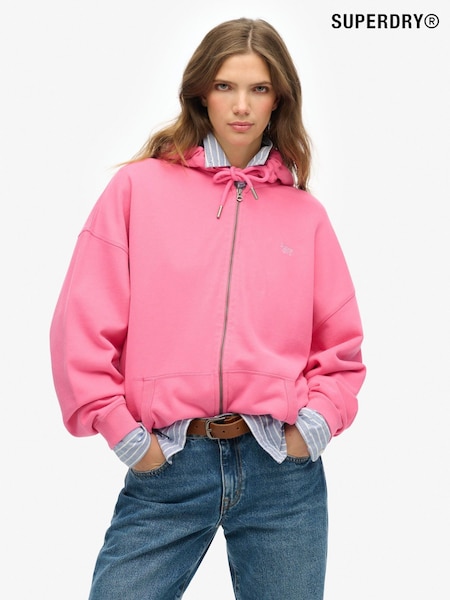 Superdry Pink Studios Zip Hoodie (H14937) | £55