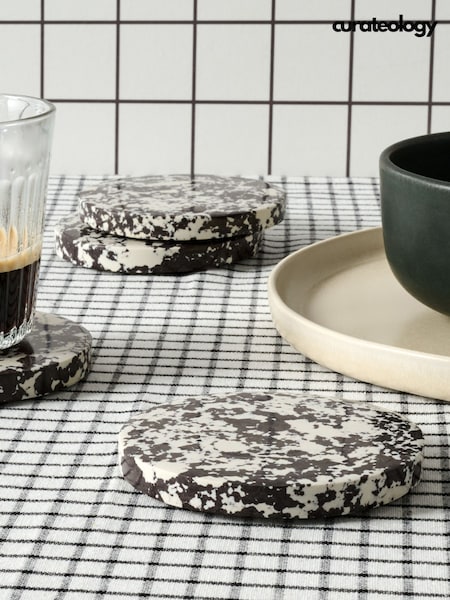 Curateology Set of 8 Black Rock Coasters (H15008) | £44