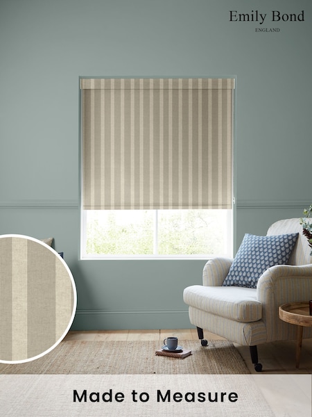 Emily Bond Natural Taupe Parasol Stripe Made to Measure Roller Blind (H15054) | £58