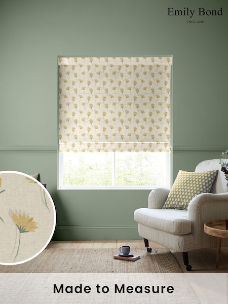 Emily Bond Yellow Cornflower Made to Measure Roman Blind (H15062) | £84