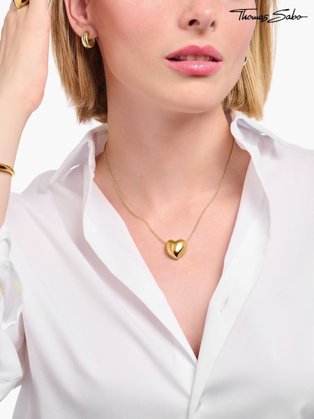 Thomas Sabo Gold Tone Timeless Shapes Necklace With Heart Pendant (H15116) | £215